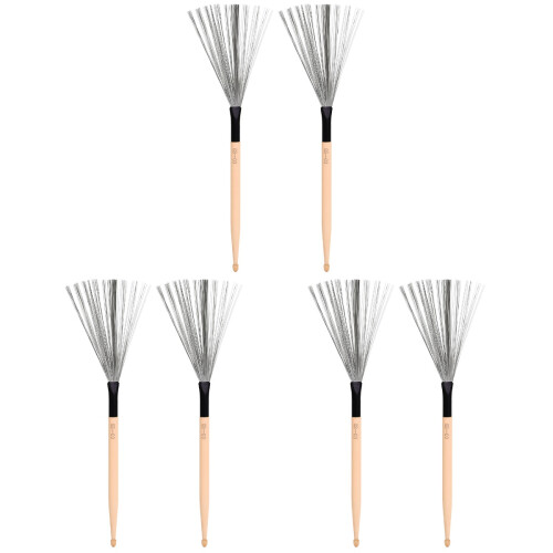 3Pares Escova Para Bateria Percussão Aço E Multicolorida 1