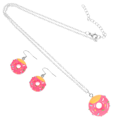 3Conjuntos Donut Colar E Femininos Aço Inoxidável 2