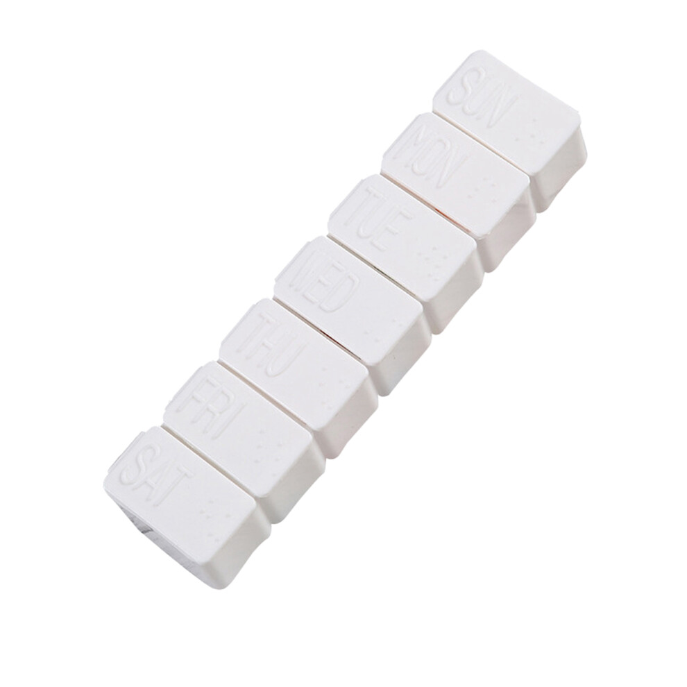 White 7 Compartments Weekly Medicine Box Â Pp, 7-Day Tablet Organizer