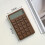 Mini Quiet LCD Portable Calculator Brown ABS Small Office Store Home 2