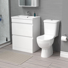 Nes Home 600mm 2 Drawers White Basin Vanity Unit & Close Coupled Toilet