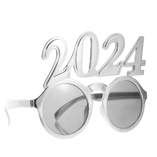 4Stk Robuste Neujahrsbrillen Silber Stk Material Partyaccessoires