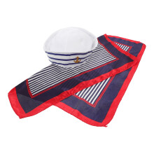 3Sets Polyester Captain Hut Mit Schal Bunt Für Karneval Und