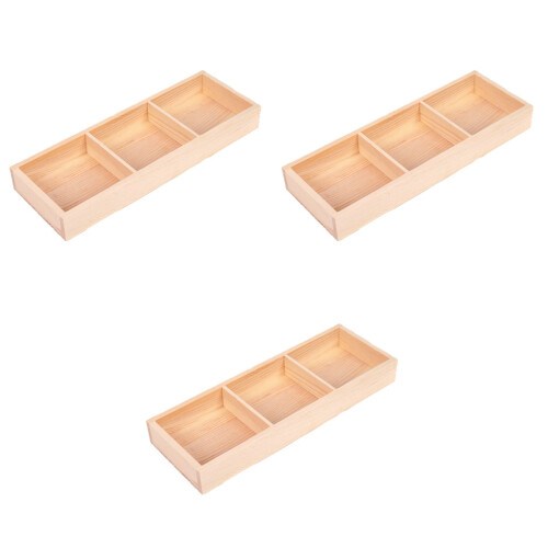 3Stk Holzbox Beige Mit 3 Gittern Für , Schmuck Und Bürobedarf 2