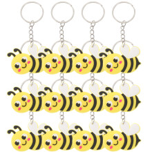 48Stk Niedliche Bienen Schlüsselringe Gelb Metal & PVC Mehrzweck Deko