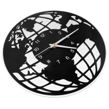 4Stk Runde Vintage Weltkarten-Wanduhr Kunststoff Für Büro Und Zuhause
