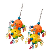 5pcs Swing Suspension Bridge Parrots Swing Toy Pet-orange ball