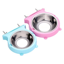 2Pcs Hanging Dog Bowl Set Pet Cage Water Food Feeder Bowl for