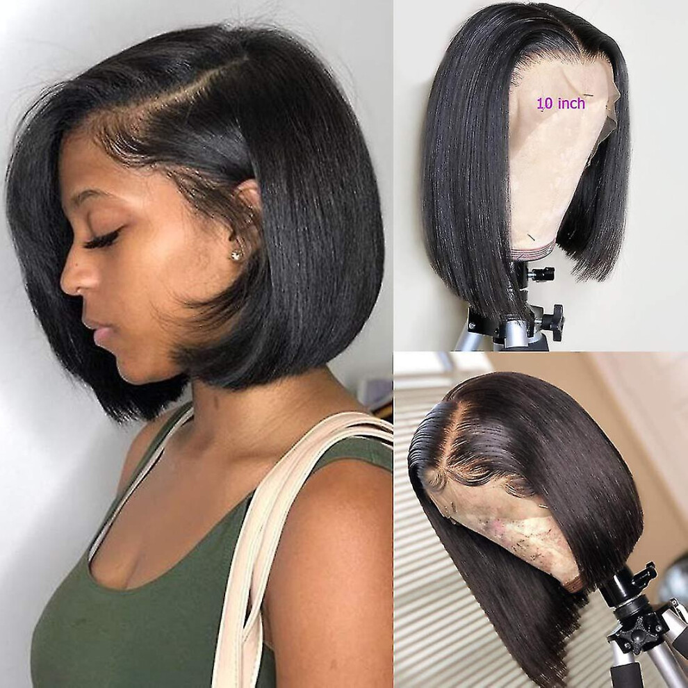 Unisex Glueless Bob Wig With Transparent Lace, Human Hair Bob Wig For Natural Look, Pre Plucked Hairline With Baby Hair Side Part, 150% Density Virgin Hair,
