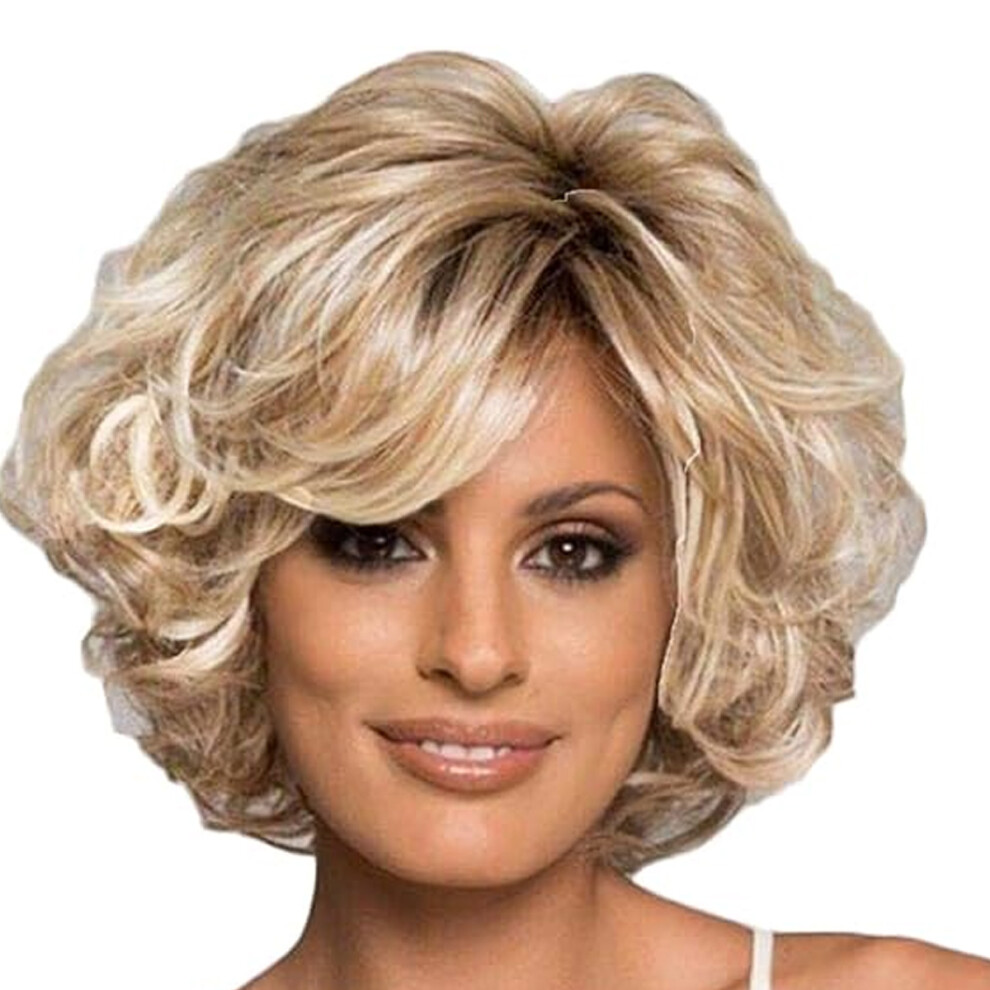 Unisex Realistic Touch Breathable Net Adjustable Elastic Strap Synthetic Wig, Natural Wavy Short Curly Synthetic Wigs With Bangs For Fashionable Stylish