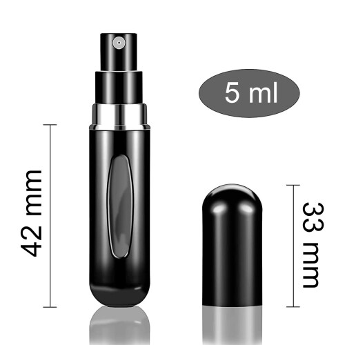 Travel Size Perfume Atomizer, Compact Refillable Spray Bottle, Leak Proof Fine Mist Portable Perfume Dispenser, Lightweight Mini Atomizer with 1