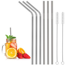 Non-Toxic Food Grade 304 Stainless Steel Drinking Straws, Reusable For Several Years, Comes With Flexible Straw Brush, Suitable For Cocktails, Milk,