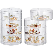 Organisateur de boucles d'oreilles portable à cinq couches superposées pour cosmétiques et bijoux (transparent)