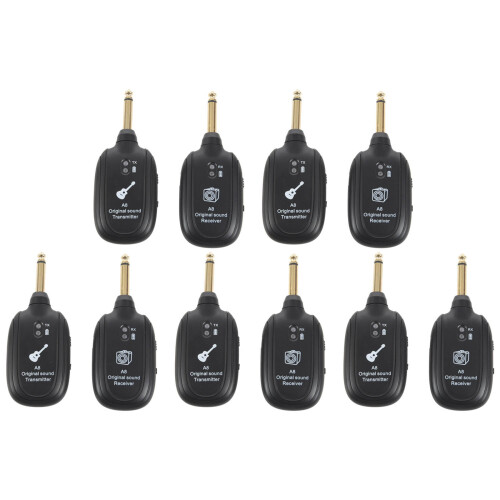 5X UHF Gitarre Kabelloses System Sender Empfaenger Eingebaute Wiederaufladbare