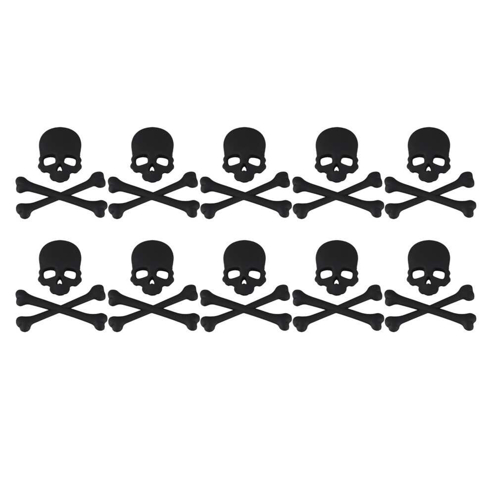 2X Skull Bone 3D Design Motorcycle Car Emblem Badge Sticker Black 6034036777531