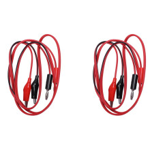 4x Dual Crocodile Clips Banana Plug Male to 2 Test Leads Black and Red Cable