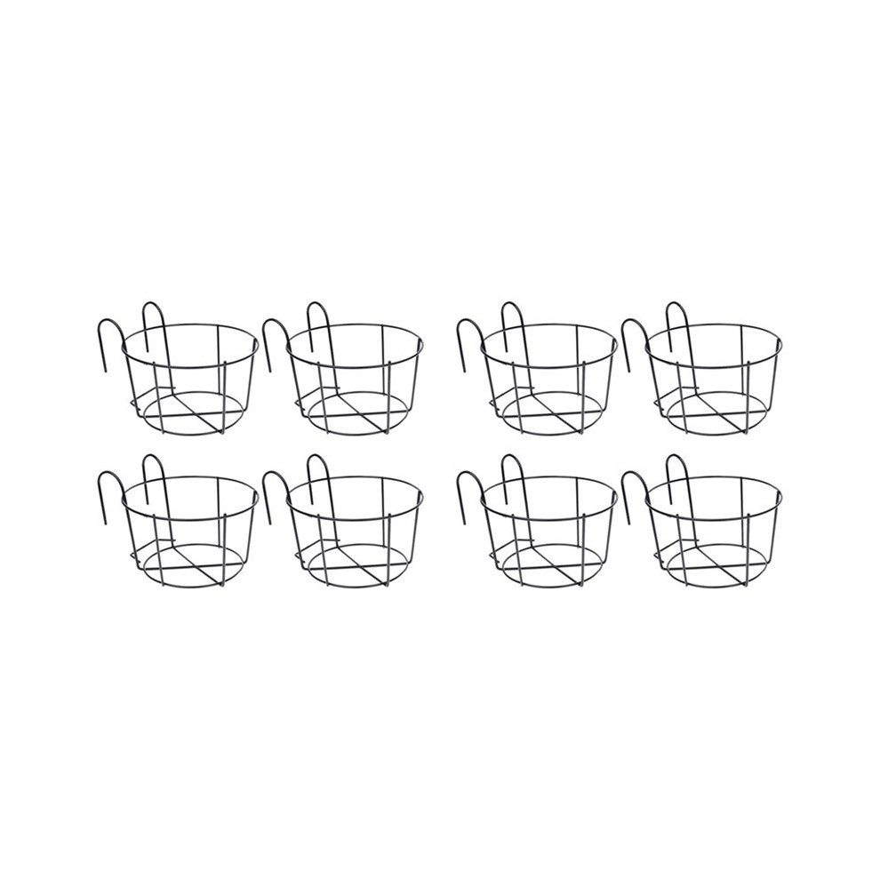 8Pcs Hanging Railing Planters Flower Pot Holders Plant Iron Racks Fence Metal Potted Stand Mounted Balcony Baskets Small 6031539843350