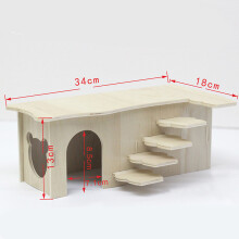 Castelo para Porquinhos-da-Índia com Design Multicompartimentado, Casinha de Madeira Natural para Pequenos Animais, Ideal para Hamsters Anões,