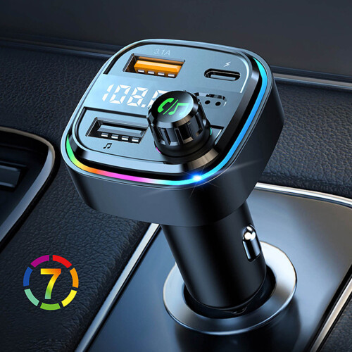 Πομπός FM Προσαρμογέας Bluetooth αυτοκινήτου, Διπλή οθόνη και λειτουργία αφής για 1