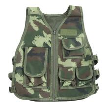 Gilet de tir pour enfants d'extérieur avec camouflage ajustable et poches à fermeture éclair pour la randonnée