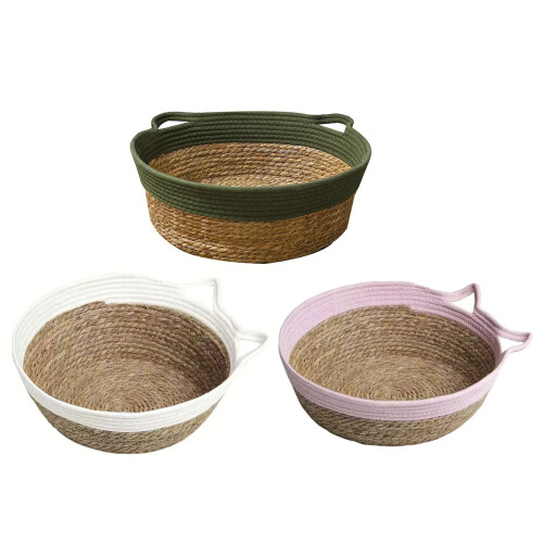 Handgeweven Katten Stro Mand Bed AntiKrassen Katten-Groene M 2