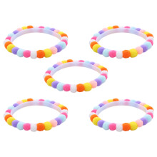 5pcs Festival Plush Pet Collars with Pompoms -M Rainbow style