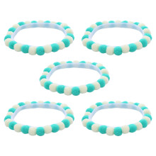 5Pcs Colorful Cats Collars Set with Furry -S Fruit green style