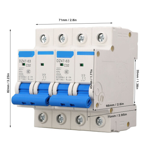 Interruttore di Sicurezza Interruttore di Circuito a Interblocco 32A 2P su Vite DIN Isolatore Interruttore Aereo da 4500A 1