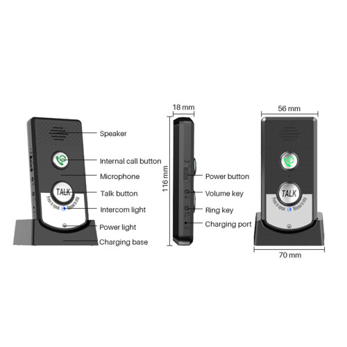 Wireless Voice Intercom Doorbell H8, 1800mAh, Black, 1000m Range 1