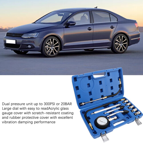 17pcs Cylinder Compression Tester Kit 0-300 PSI Universal Engine Gauge 2