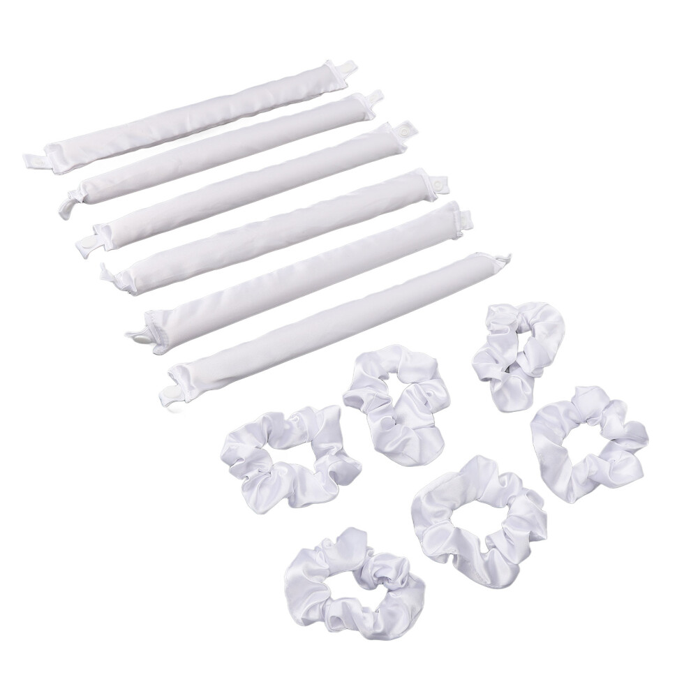 Satin Covered Heatless Hair Curlers Set, 6 Rollers + Bands