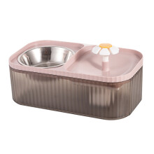 Pet Cat Bowl Automatic Feeder 2-in-1 Food Bowl with Water-Pink