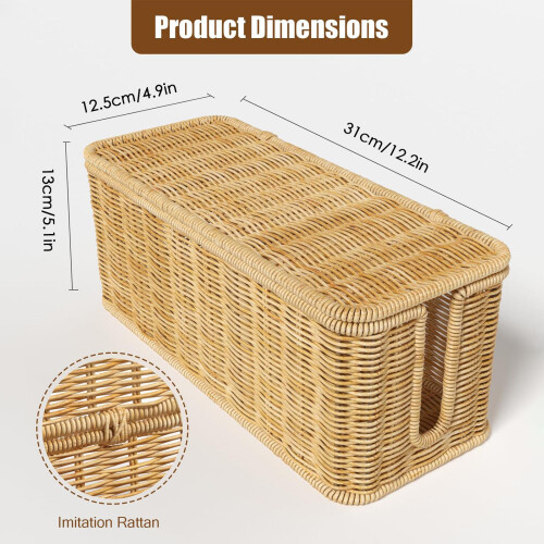 Belüftete Rattan-Kabelmanagementbox mit Deckel sichert 2