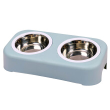 2 in 1 hondenvoerbak Anti-kantelbakhouding Kattenvoer-Blauwe L