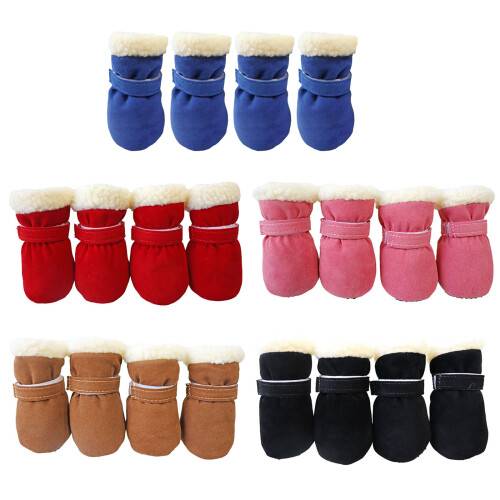 4 pièce/ensemble hiver chien chaussures pour petits-Rose XL 1