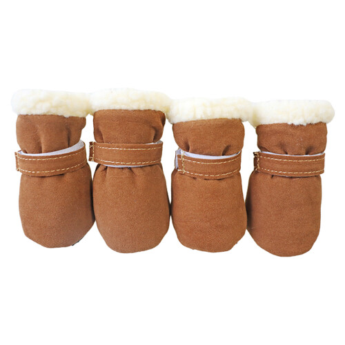 4 pièce/ensemble chaussures d'hiver pour chiens de-marron M