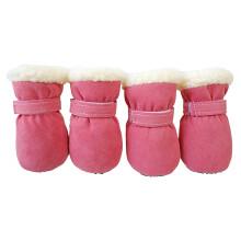 4 pièce/ensemble chaussures d'hiver douces pour chien,-Rose M