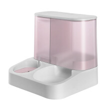 Pet Automatic Feeder + Waterer Cats Food Container Bowl-Pink