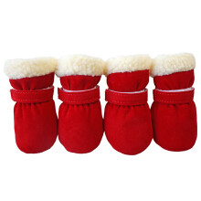 4 pièce/ensemble hiver chien chaussures pour petits-Rouge L