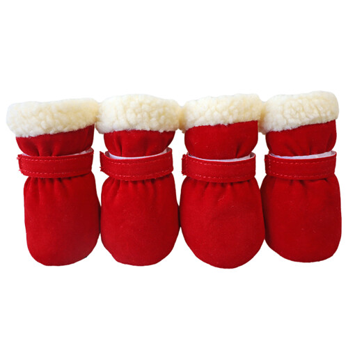 4 pièce/ensemble hiver chien chaussures pour petits-Rouge L