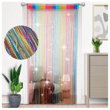 Sequin Curtain For Doors, Decorative Door String Curtain With Glistening Silver Ribbon, Multi-Colored, 100 X 200 Cm, Enhances Privacy And Air