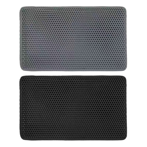 Cats Litter Mat Double Layer Washable Trapping Mat-Black S 1