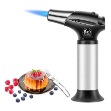 Long Angled Nozzle Kitchen Torch, Durable Aluminum Alloy Torch with Adjustable Flame & Safety Lock for Professional Cooking & Crafting - Refillable