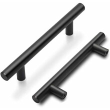Poignées de placard faciles à installer, lot de 15 poignées de cuisine en acier inoxydable, finition noir mat, bords arrondis, base solide, non