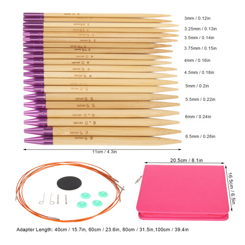Ergonomic Interchangeable Circular Knitting Needle Set with Bag 10 Pairs 1