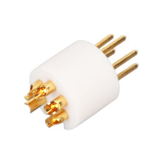 5 Pin Turntable Plug Connector Red Copper Gold Plated, Nickel-Free