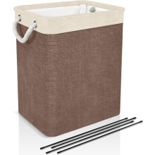 Exquisite Multi-purpose Foldable Fabric Basket, Resistant Linen Material Collapsible Decorative Basket For Organizing Home & Office Space (16*12*20 In