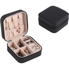 Stylish Travel Jewelry Organizer, Elegant Design Flannel Lining Divided Compartments for Women (10x10x5cm)