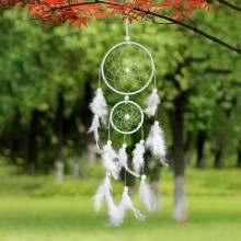 Large White Dream Catcher with Tassels, Room Decor Bohemian Vibe Handmade Tassels, Home Decoration Ornament Wood Beads for Living Room Bedroom,