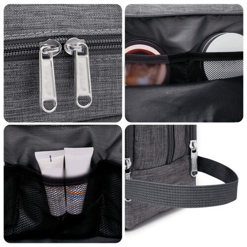 Beauty case da viaggio per uomo e donna, design portatile con gancio, elegante, resistente e compatto. 2